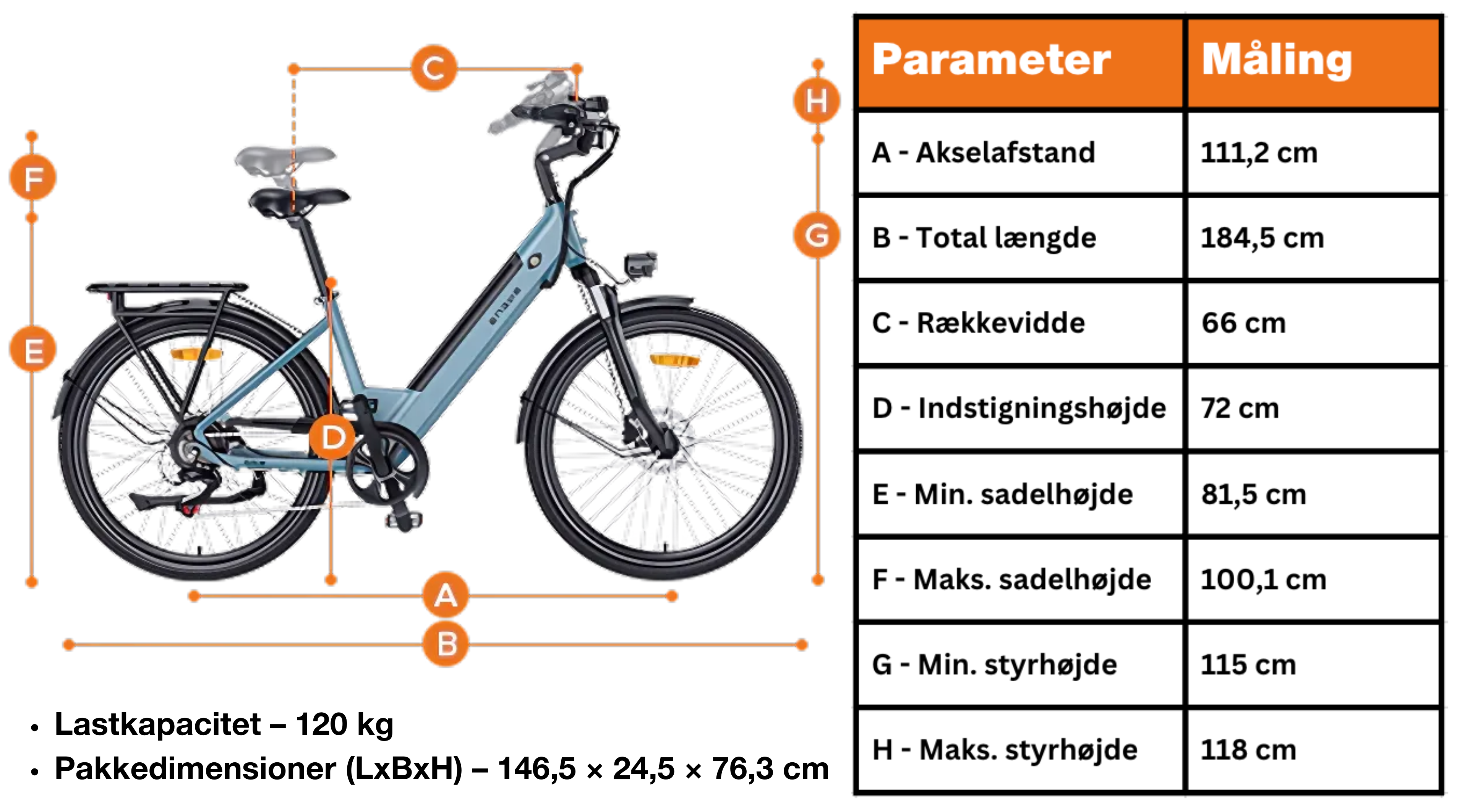 Størrelsesguide for produktet