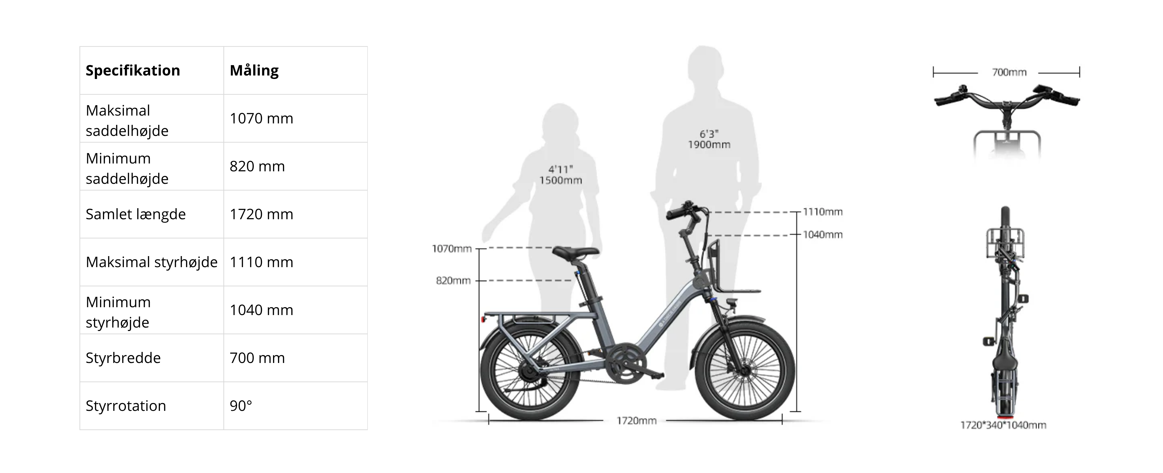 Størrelsesguide for produktet