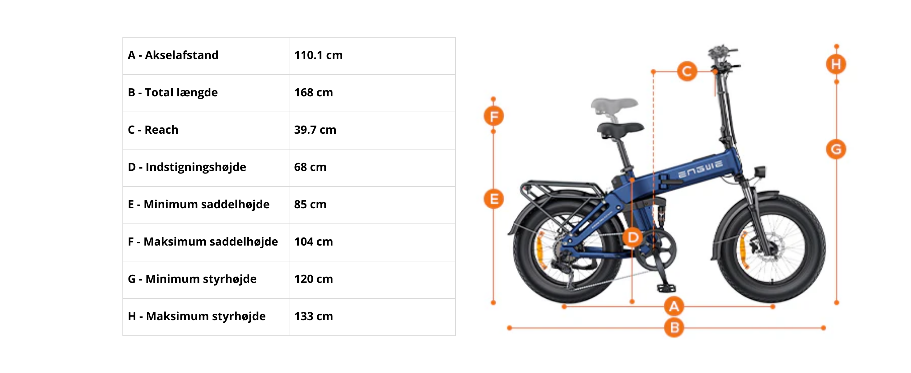 Størrelsesguide for produktet